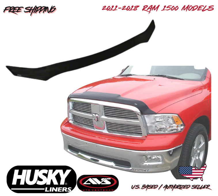 2011-2018 Ram 1500 Aeroskin Low Profile Hood Protector Husky Flush Mount
