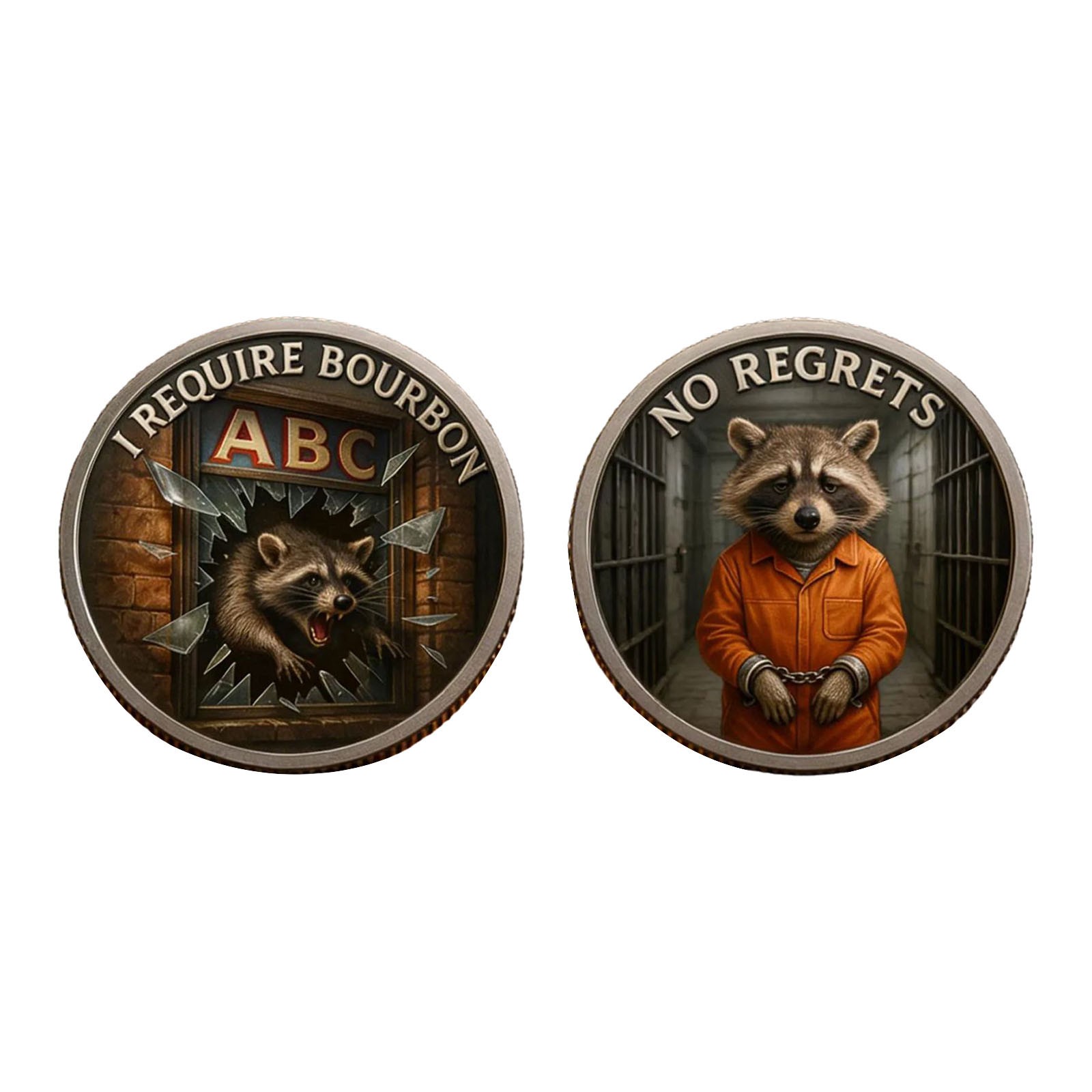 Trashed Panda Raccoon Metal Commemorative Coin A