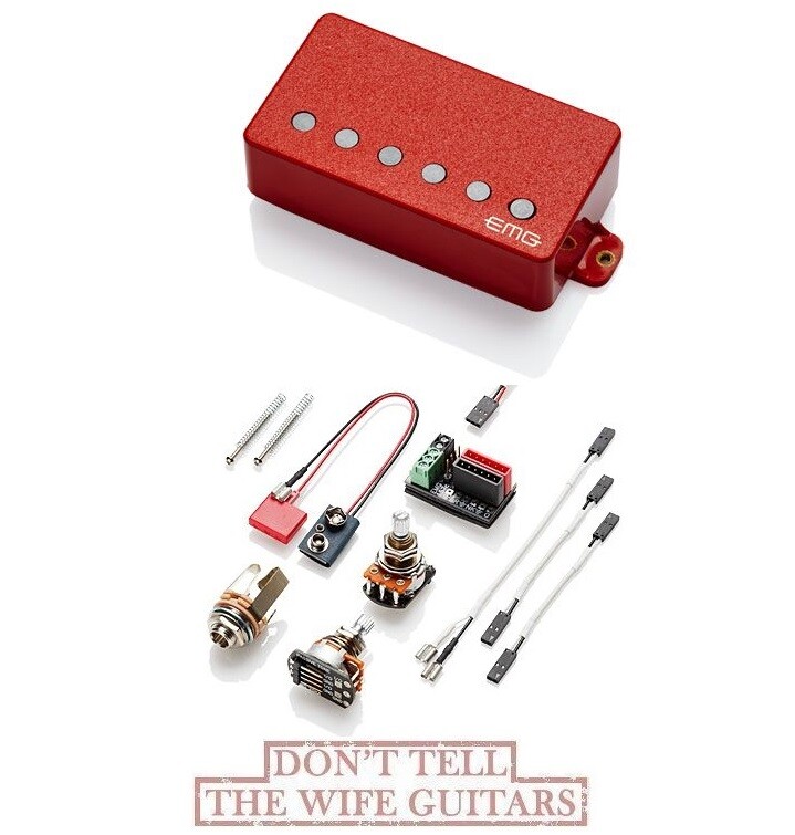 EMG F 57 RED ACTIVE HUMBUCKER FLOYD SPACED BRIDGE SHORT SHAFT POTS & WIRING