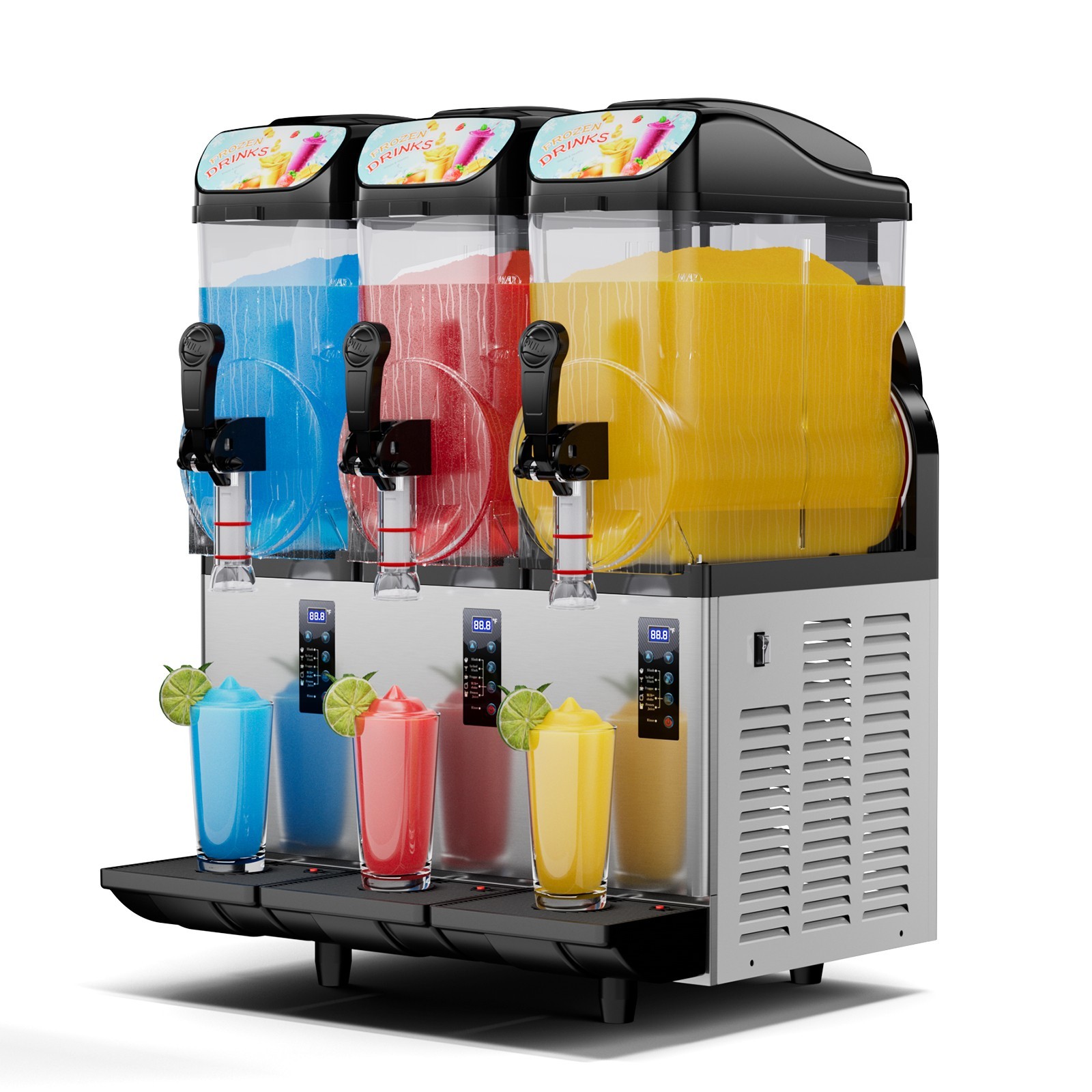 3x15L Tank Commercial Slushy Machine Smoothie Frozen Drink Maker Multi-mode
