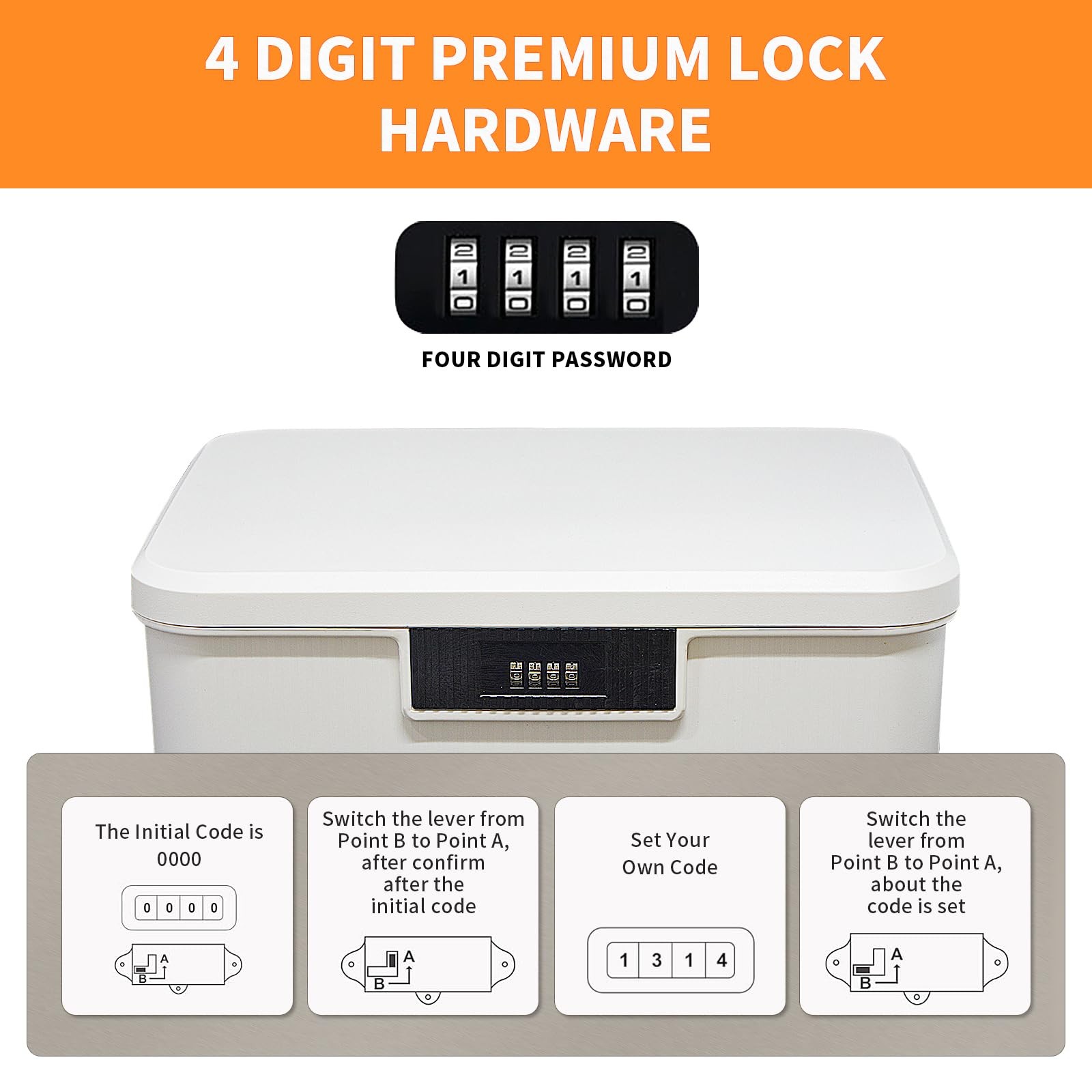 Begino Lockable Storage Container Bin 4.2 Gallon White with Combination Lock