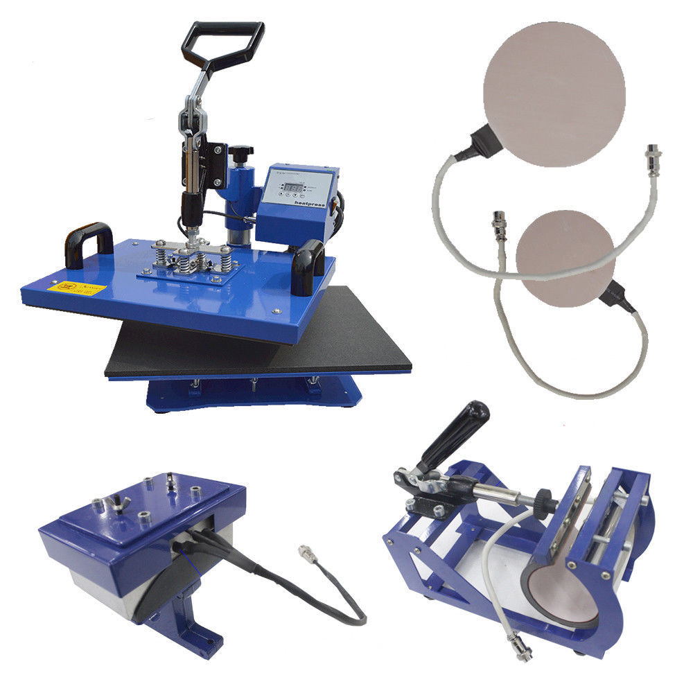 110V 5in1 Multifunctional Sublimation Heat Press Transfer Machine Mug Plate Cap