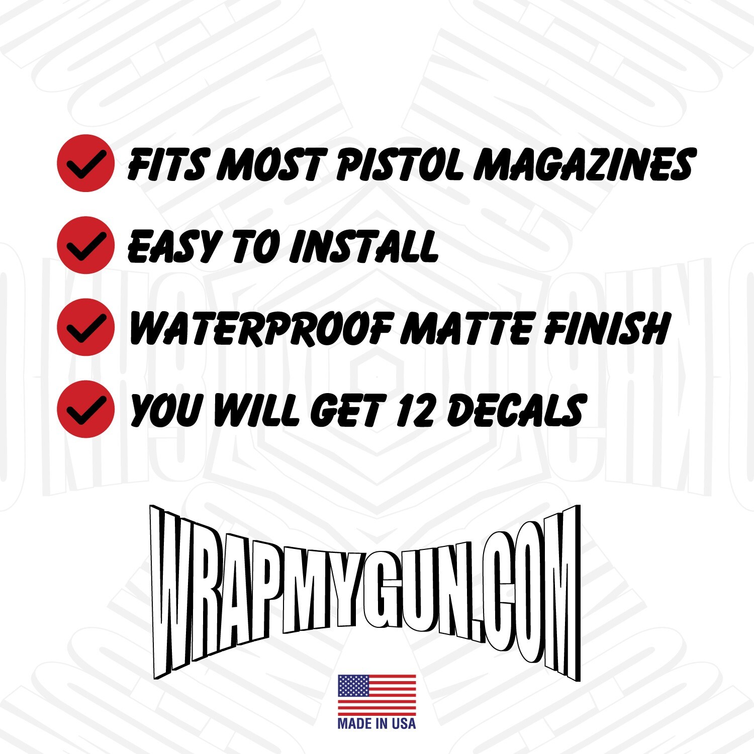 Pistol Mag Base Plates Vinyl Decals / 12-Pack