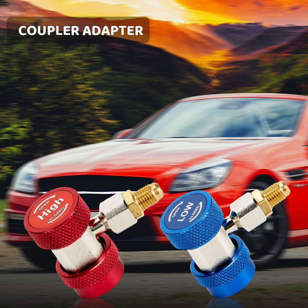 2Pcs Quick Connector Adapter Conversion Coupler Auto A/C Manifold Gauge Low/High