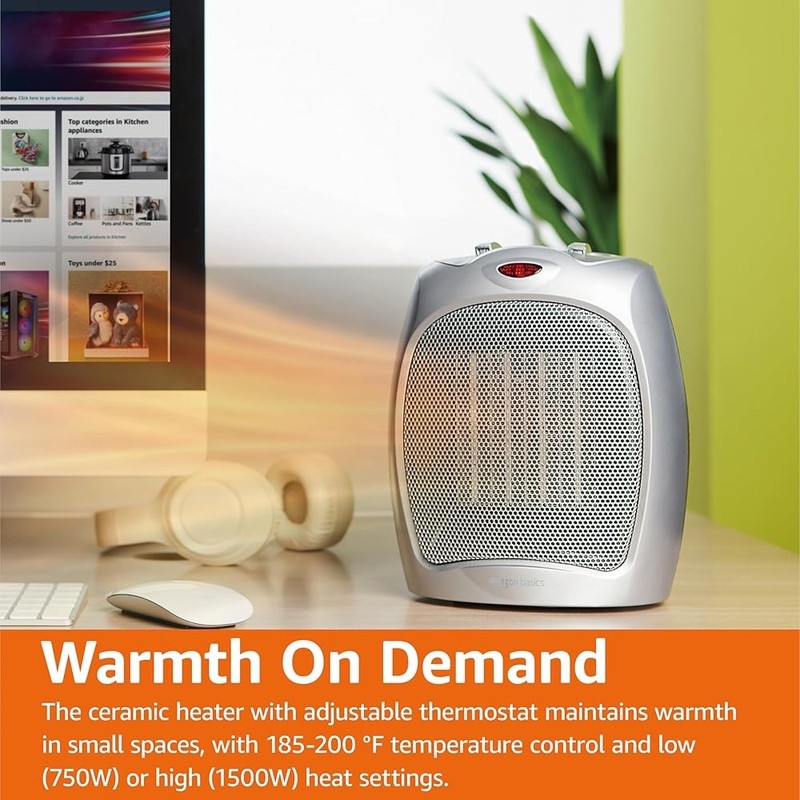 Portable Ceramic Space Heater W/ Adjustable Settings & Safety Features New