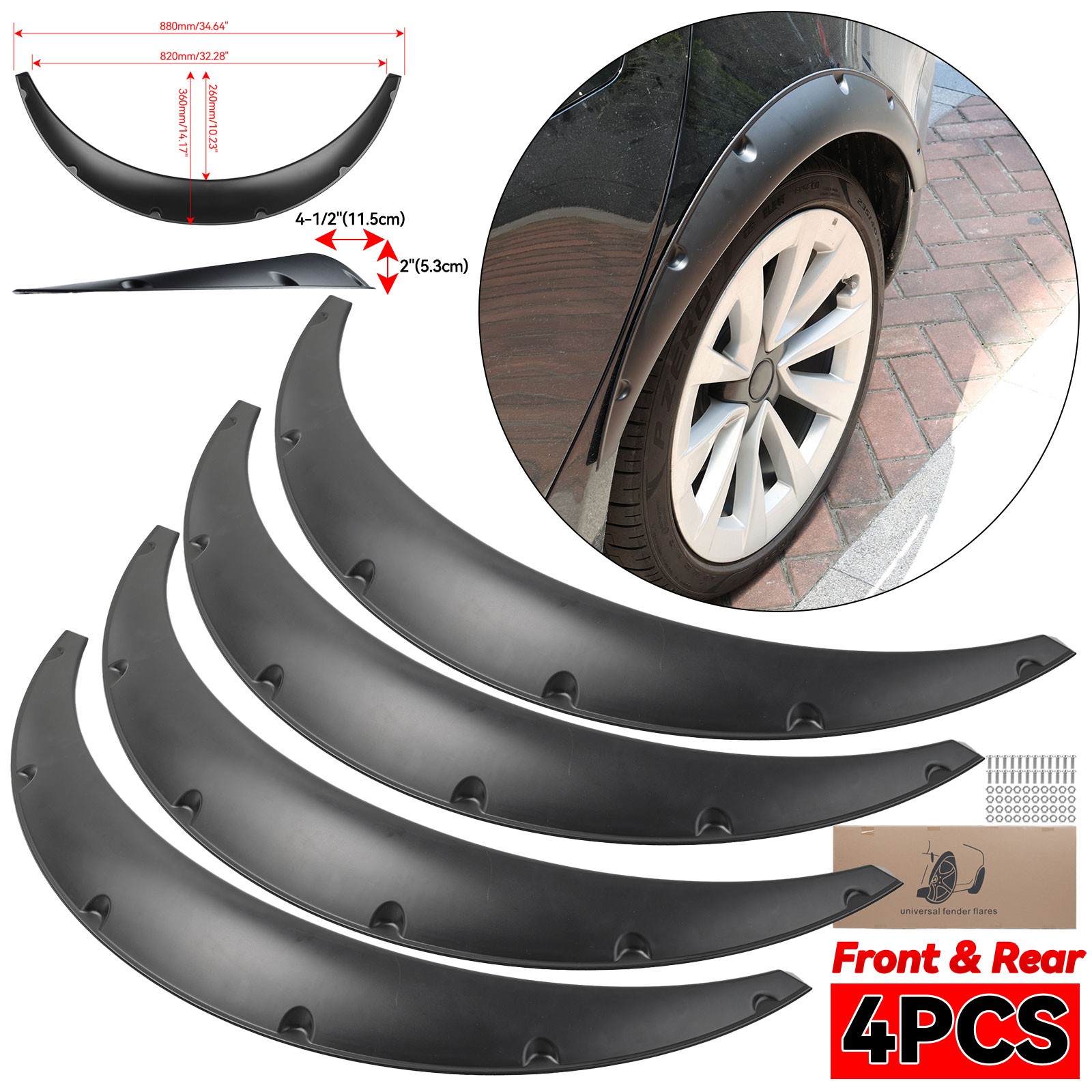 4pcs For Flexible Fender Flares Wide Body Wheel Arches For Toyota Tacoma 1995-04