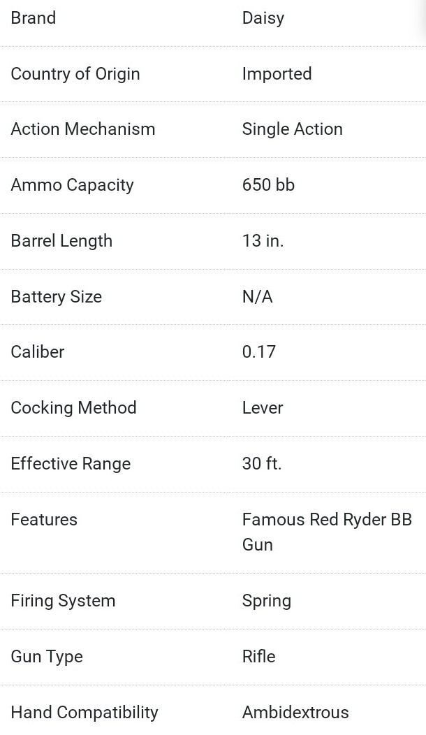 New Daisy Red Ryder Carbine 650 Original Design .177 Cal Wood Stock BB Gun