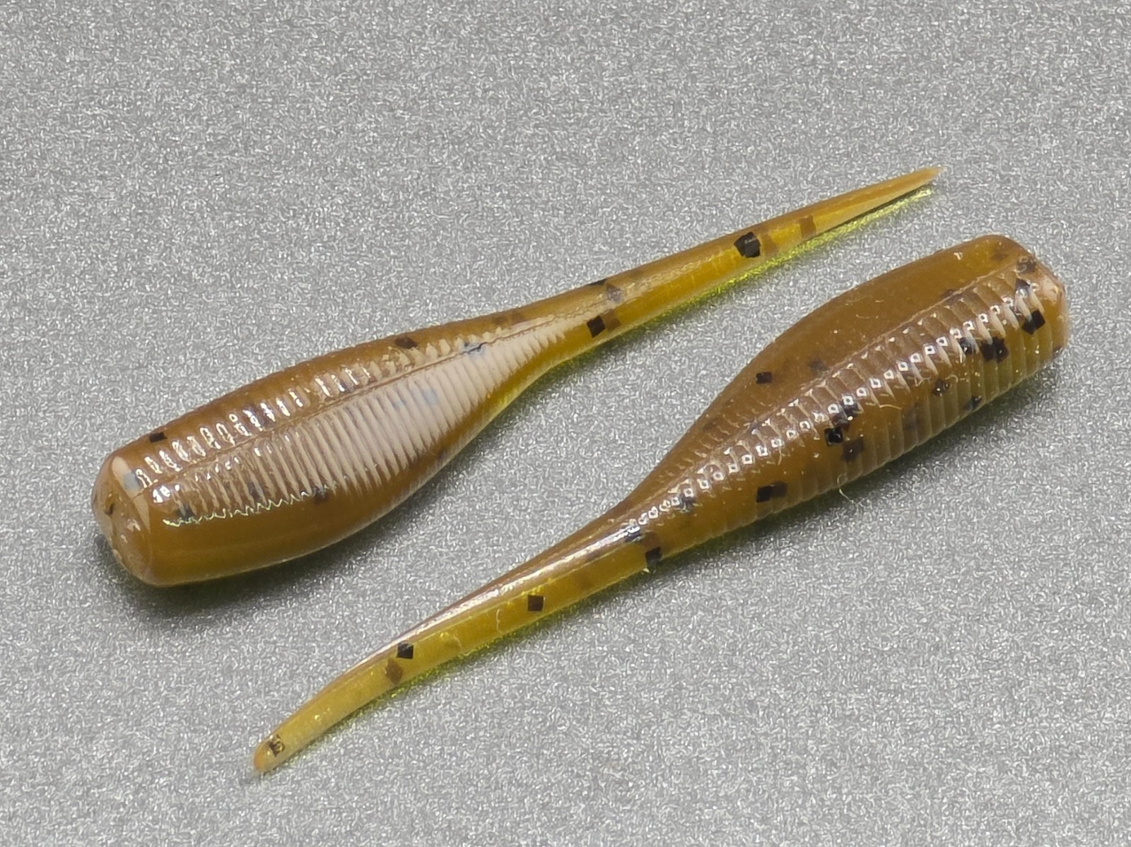 (24)  2" SLAB HUNTER "Grn Pumpkin Brn" GRUBS BAIT JIGS CRAPPIE PANFISH BABY SHAD
