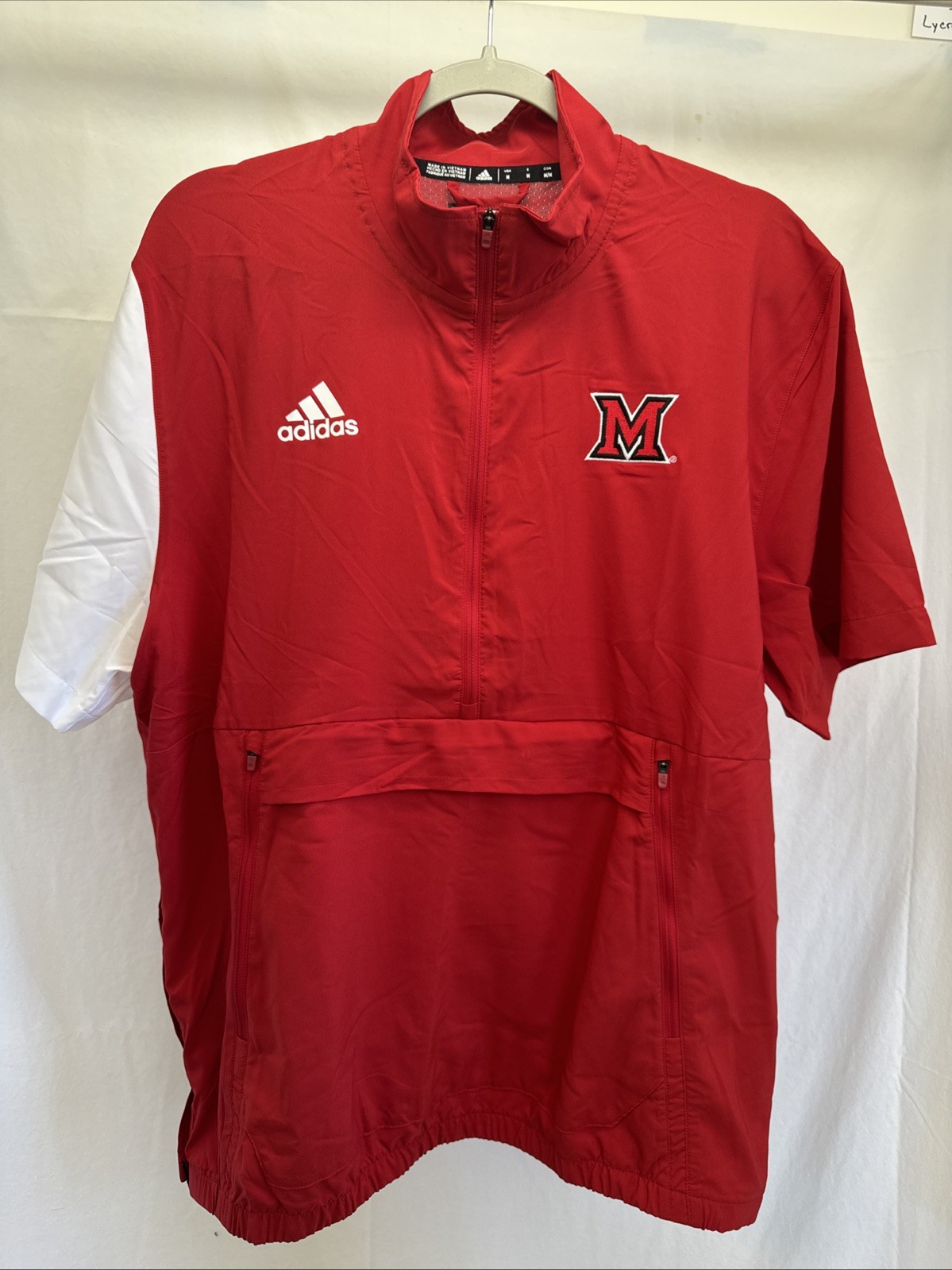 Miami Of Ohio RedHawks Adidas Pullover Baseball T-Shirt Men’s S M L Red Zip
