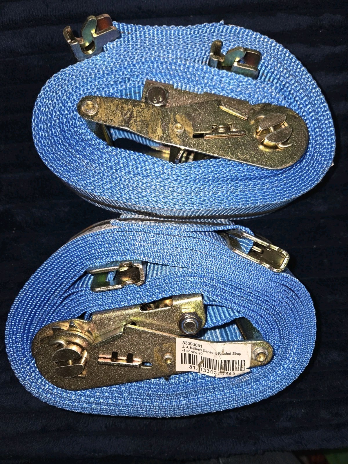 Set of (2) 2" x 20' Blue E-Track Ratchet Straps | 1' Fixed End 20F NEW