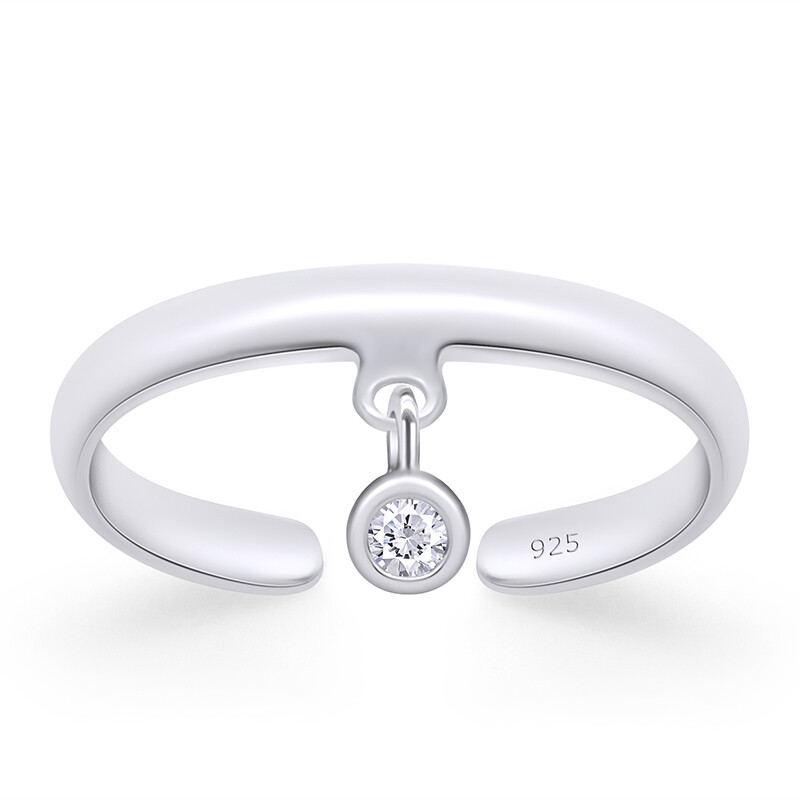 Natural Diamond Solitaire Toe Ring 10K White Gold Plated Sterling For Womens