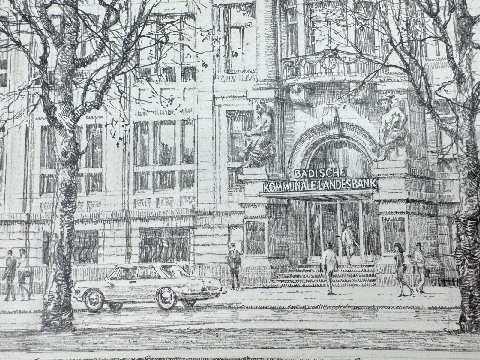 * HEINZ WEHLISCH DRAWING BADISCHE KOMMUNALE STATE BANK SIGNED