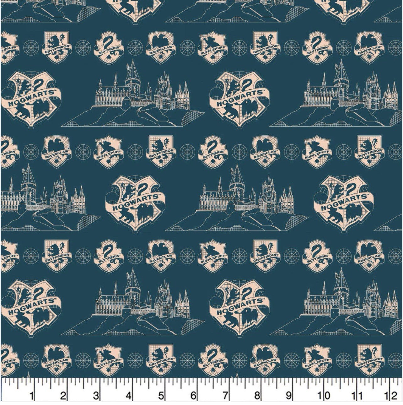 Harry Potter HOGWARTS HOUSE OF MAGIC Fabric - Half Yard - 100% Cotton