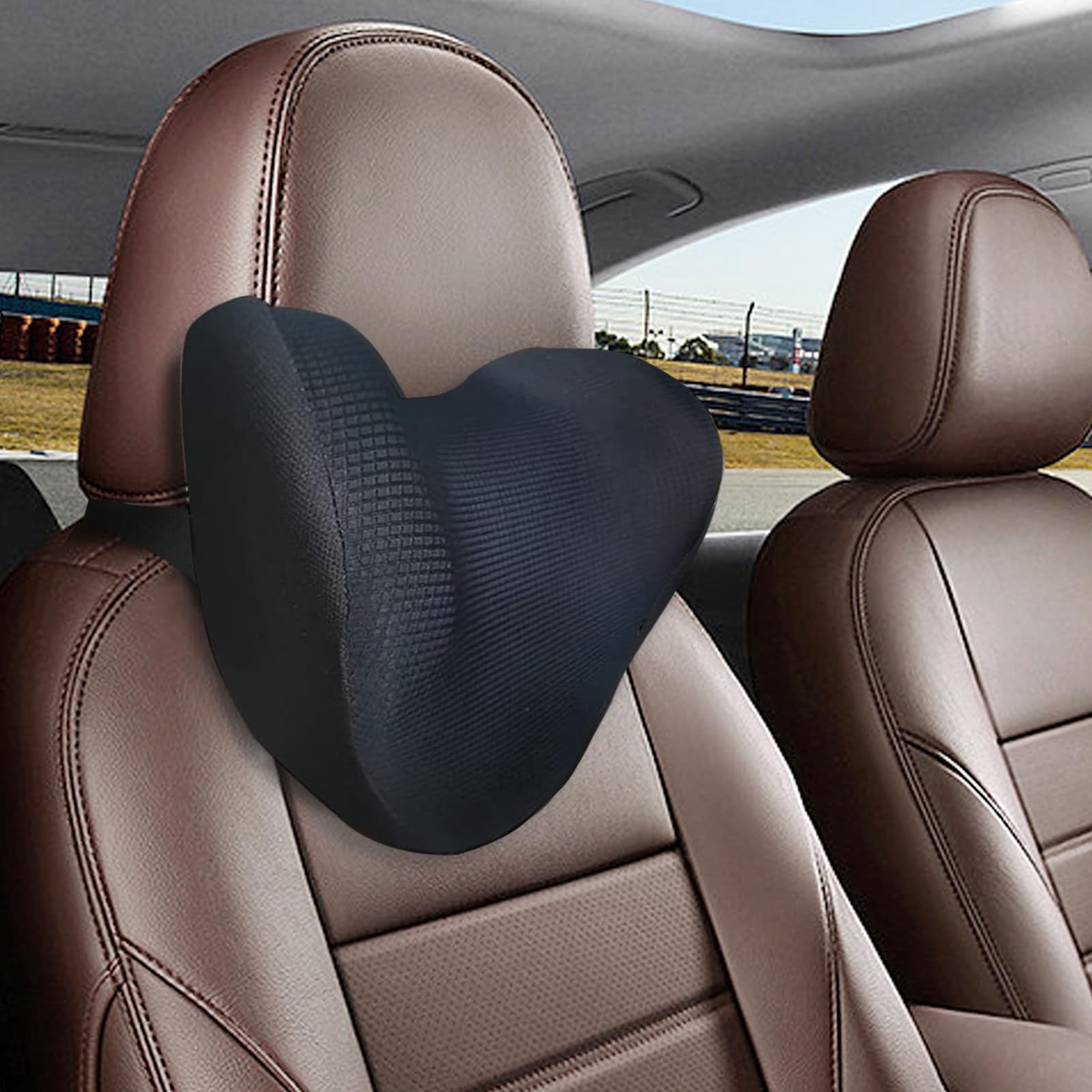 Super Soft Car Headrest Pillow, 100% Memory Foam Pack of 1/Black/Super