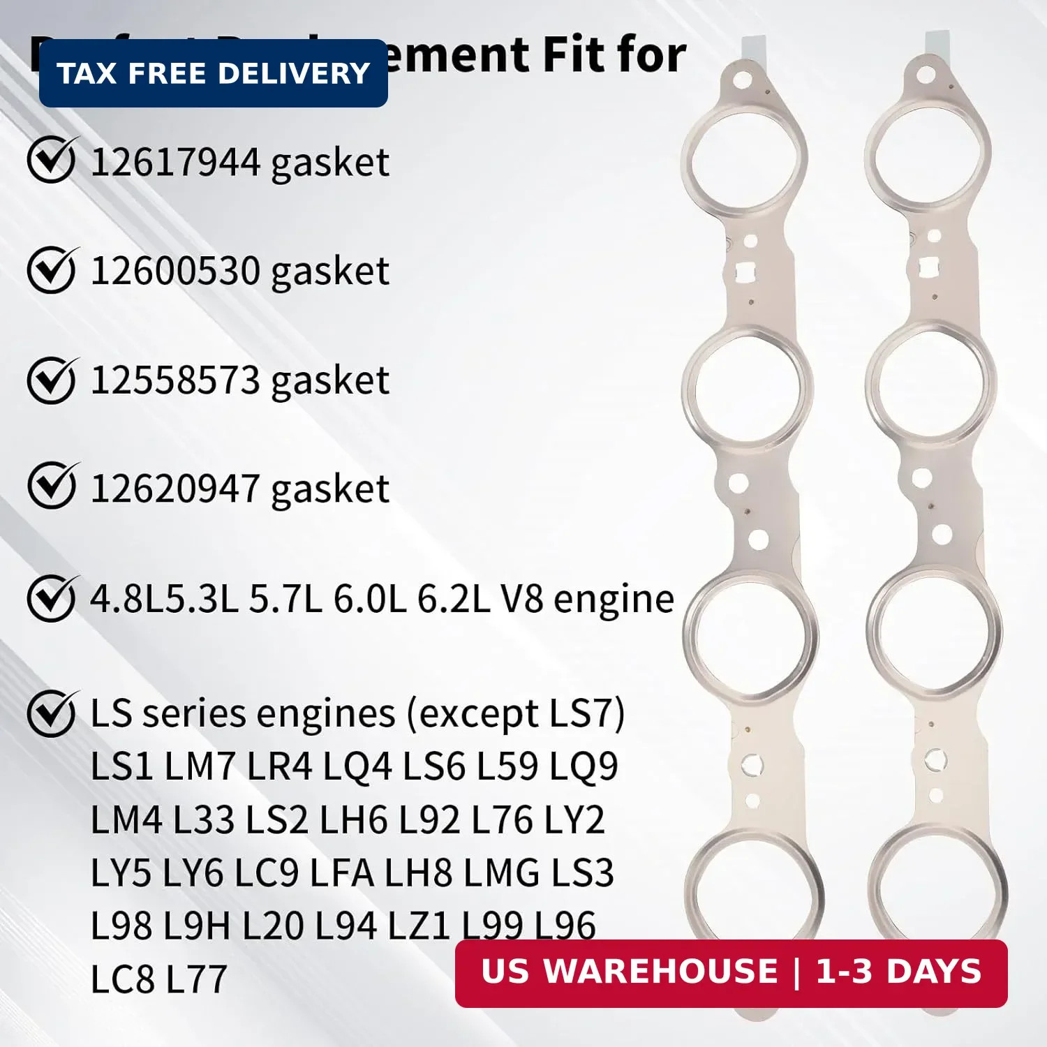 12617944 Exhaust Manifold Gasket Set Compatible with Silverado Sierra Suburban 1