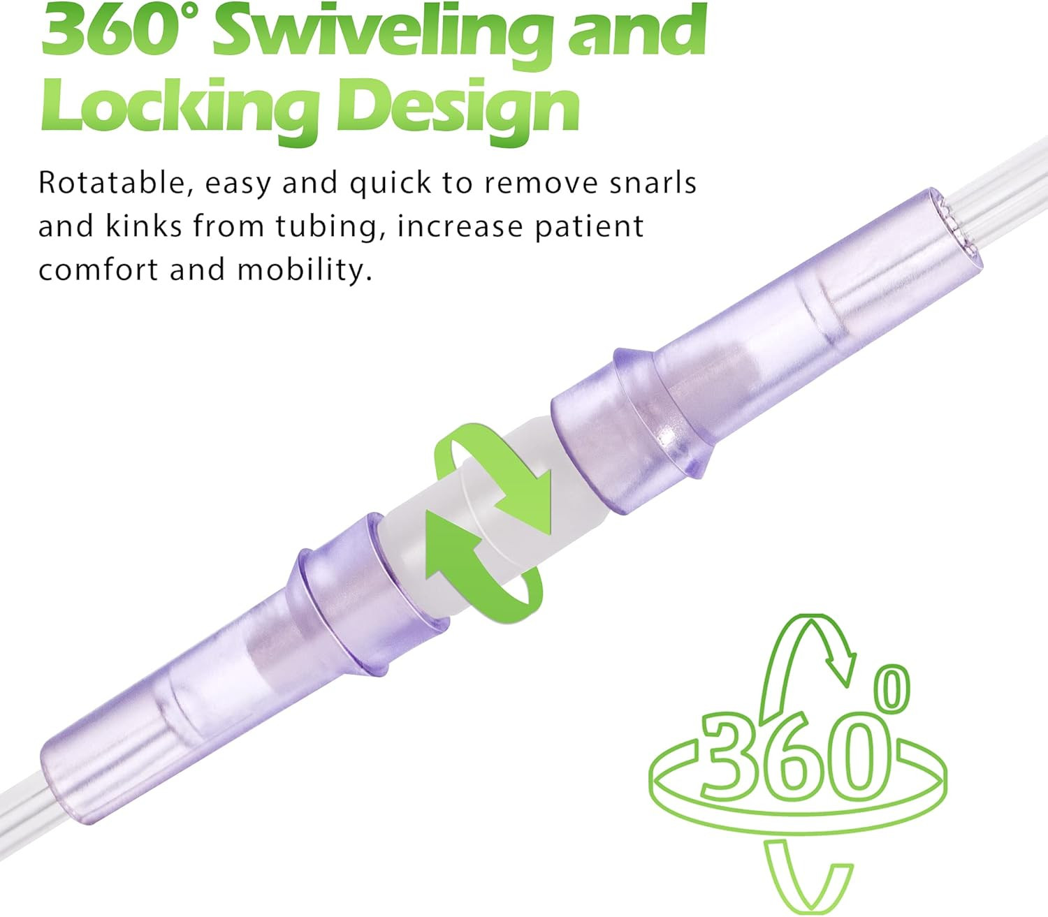 Oxygen Tubing Swivel Connector - 10 PCS Cannula Connectors, Avoid Tube Tangles (