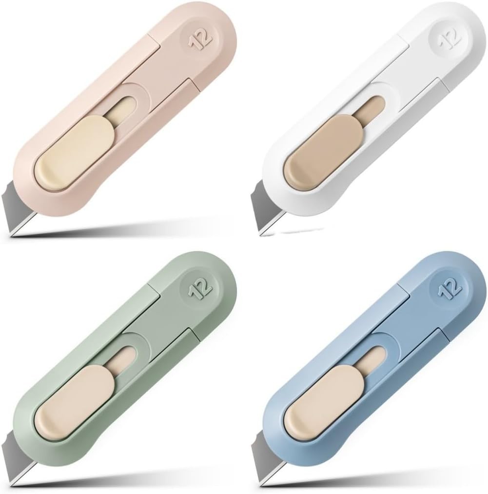 4pcs Utility Knife Box Cutters, Retractable Letter Opener, Sharp Cartons Cardboa