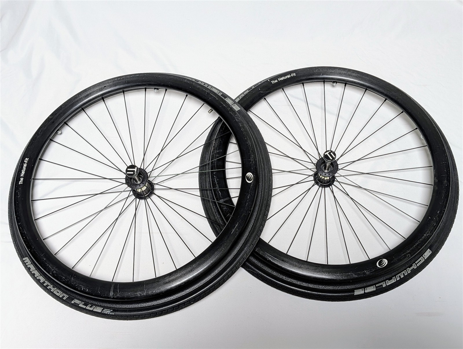 Pair 24" Wheelchair Wheels Schwalbe Marathon Plus Tires & Natural-Fit Handrims