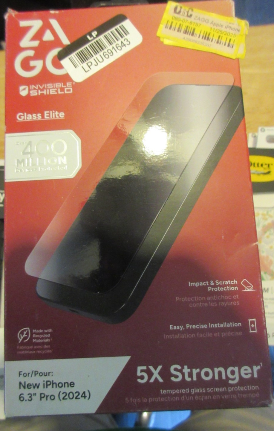 Zagg iPhone 16 Pro Glass Elite 5X Stronger 6.3” Screen Protector