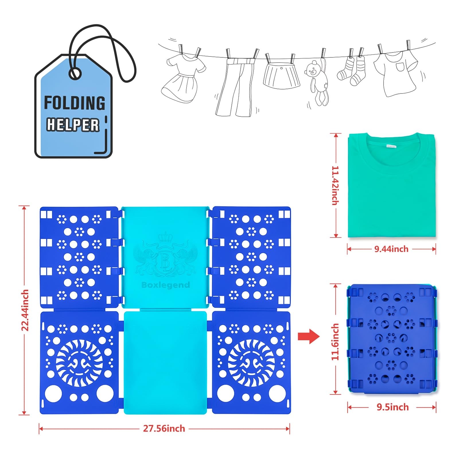 Version 3 Shirt Folding Board t Shirts Clothes Folder Durable Plastic Laundry...