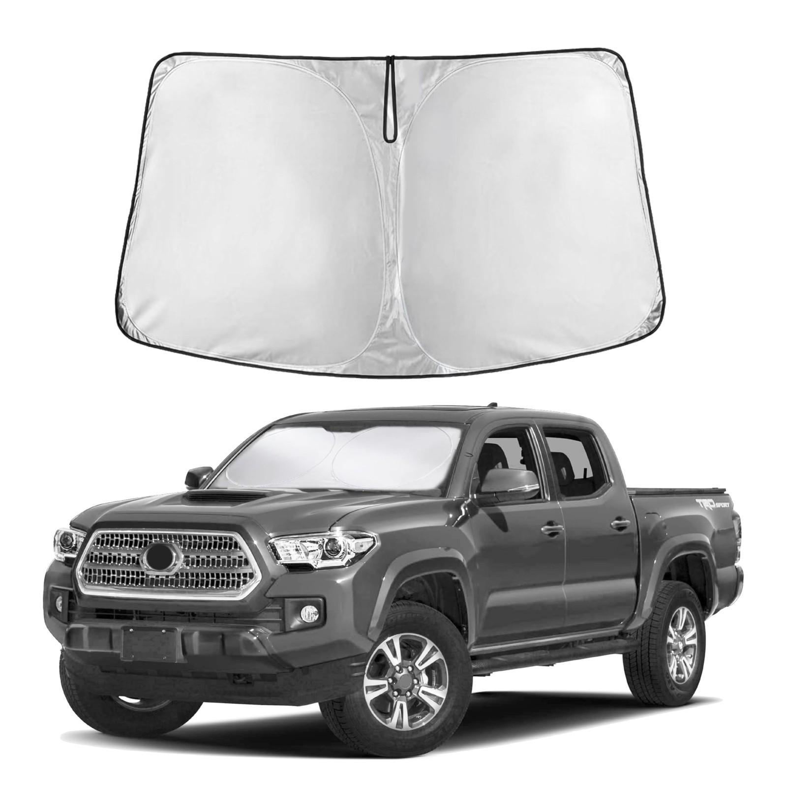 Toyota Tacoma 2016–2025 Windshield Sunshade | 4-Layer 240T Front Window Shade...