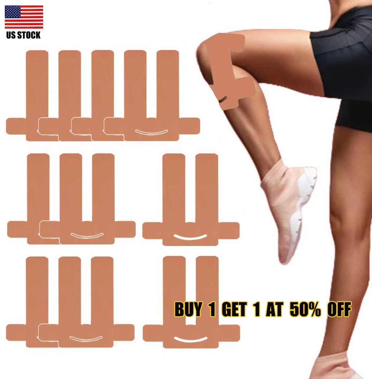 Kinesiology Tape for Knees 12pcs Knee Support Pain Relief Athletic Tape Beige