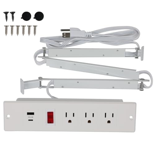 Drawer Outlet Kit Flush Mount Recessed Outlet Furniture Power Strip with White