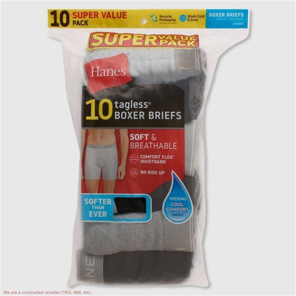 Hanes Men's Super Value Moisture-Wicking Cotton Boxer Briefs 10pk - Black/Gra...