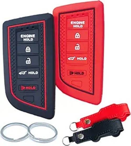 2Pcs Silicone Smart Remote Key Fob for 2022 2023 RDX MDX Inte Model: Black/Red