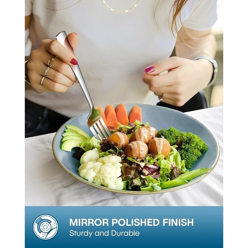 Stainless Steel Silverware Set 20 Pieces Ergonomic Modern Flatware Home Dining
