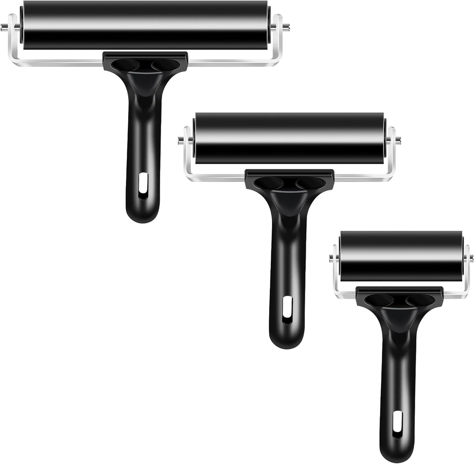 VinBee Soft Rubber Brayer Rollers 3 Pack Craft Printmaking Tool