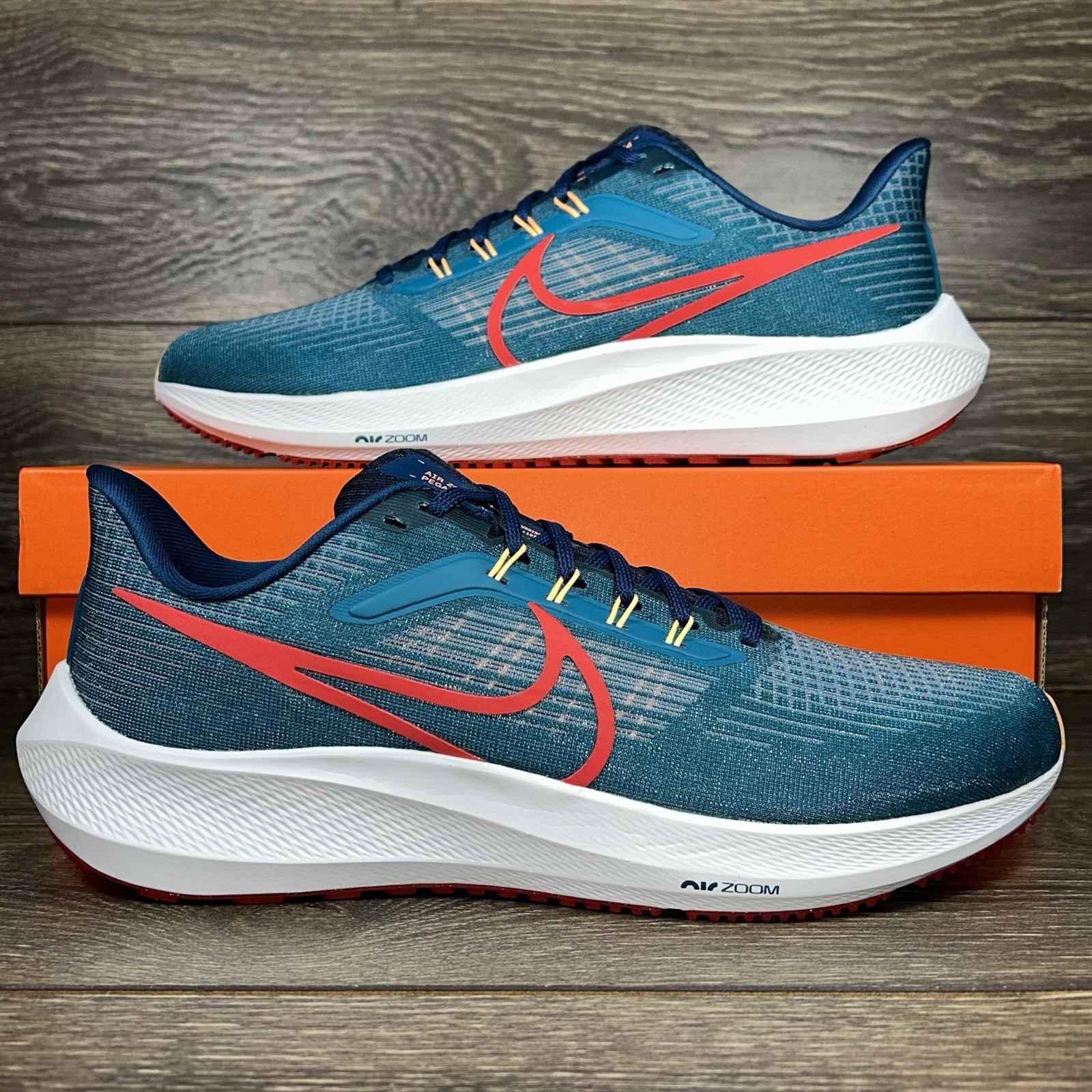 Nike Men's Air Zoom Pegasus 39 Blue Crimson Athletic Running Shoes Sneakers New