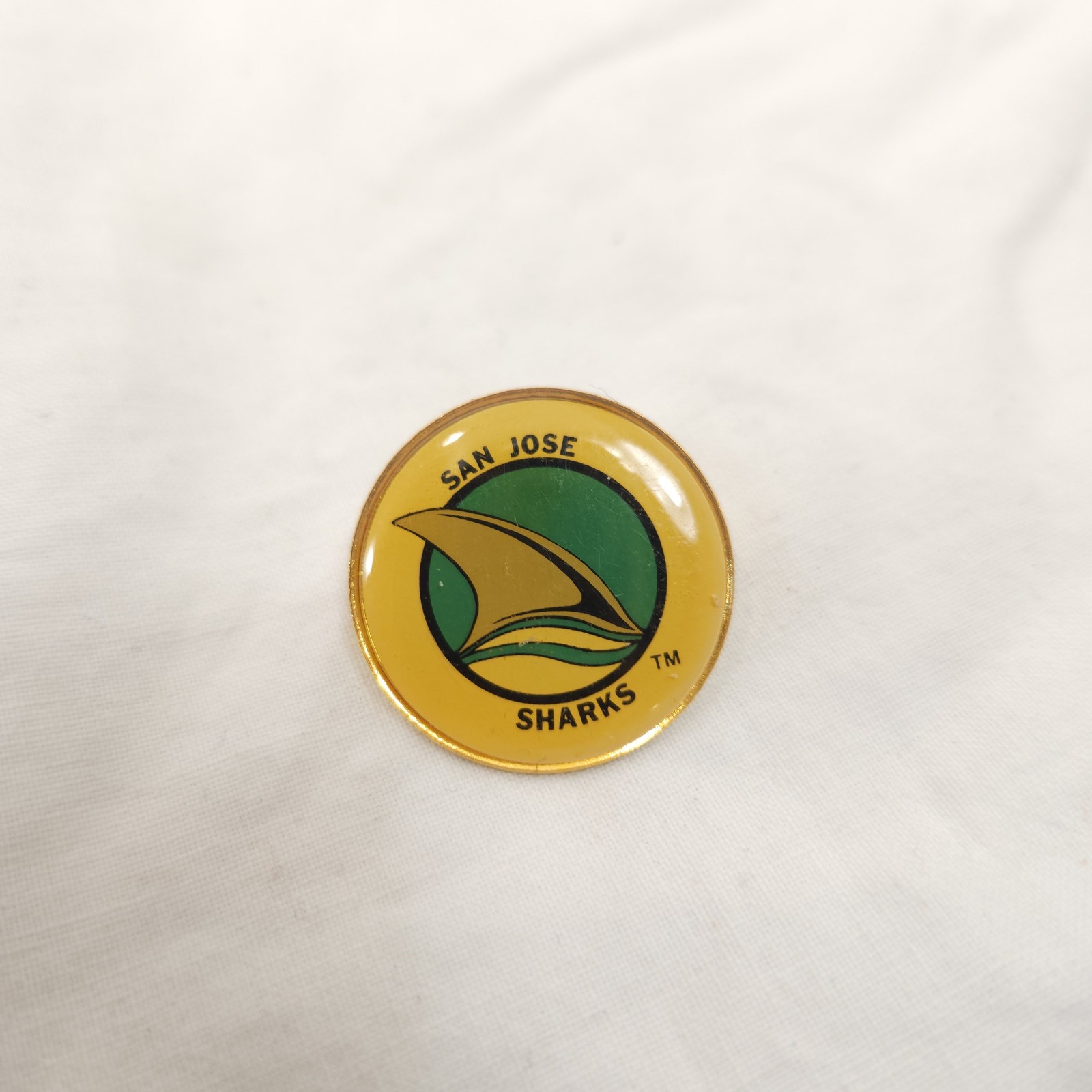 Vtg NHL San Jose Sharks Round First Logo Lapel Hat Pin by WinCraft Made in USA