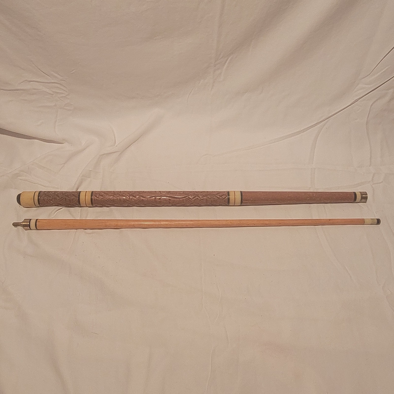 Vintage 1970’s Wooden Carved 20 Ounce Pool Cue ~ 56.25” Long