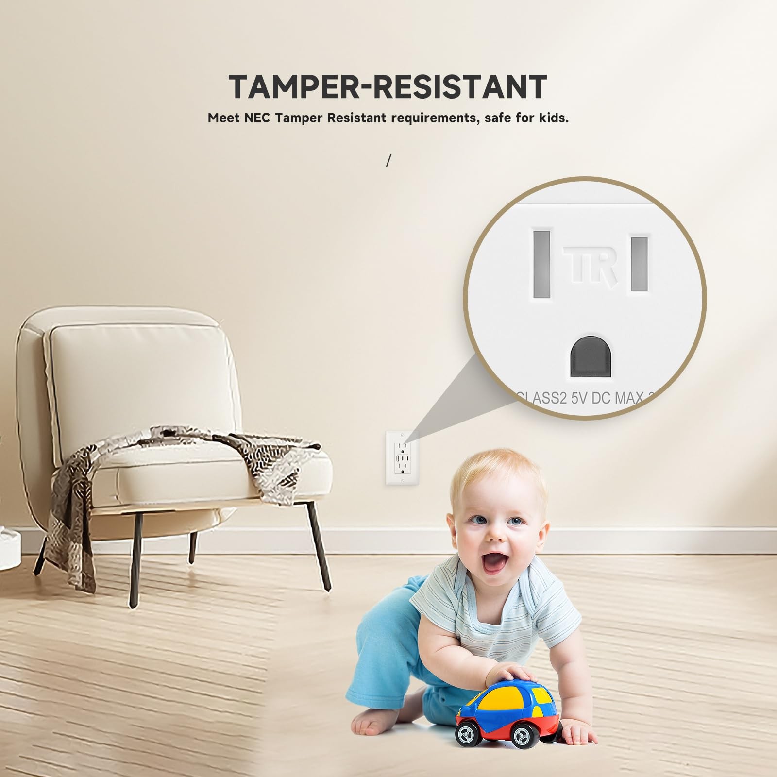 Alastech USB Wall Outlets 15 Amp White 10 Pack