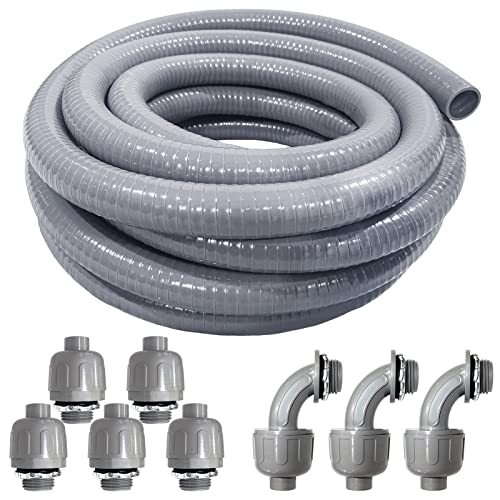 25ft 3/4in Electrical Conduit Kit with 5 Straight and 3 Angle Fittings Included