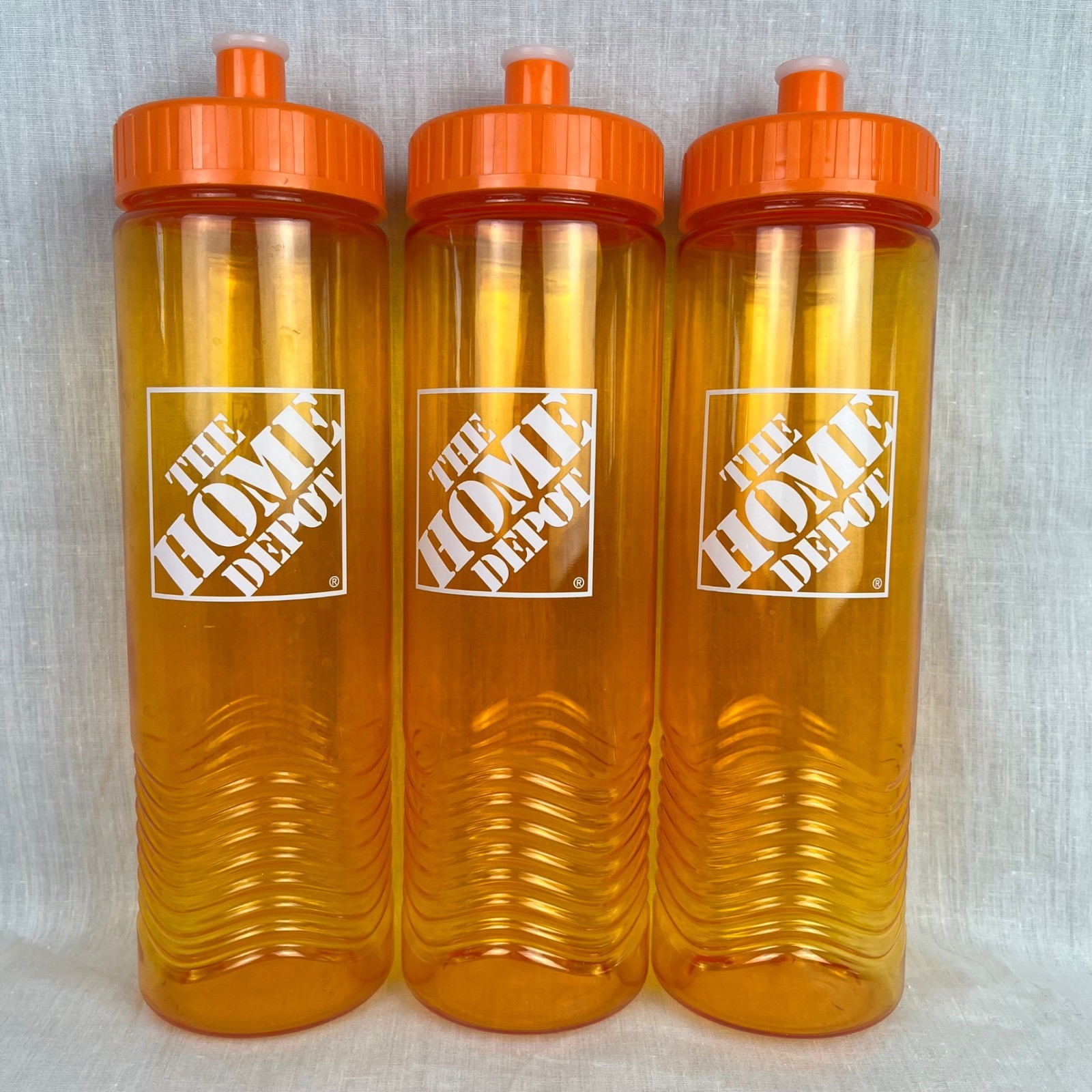 Home Depot Water Bottles Orange Sports Gym Drinkware Set of 3 New Promotional