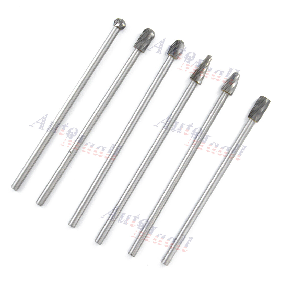 6pcs Rotary File Cut Burr 1/4" Carbide Burs Cast Iron Steel Alloy Metal Copper