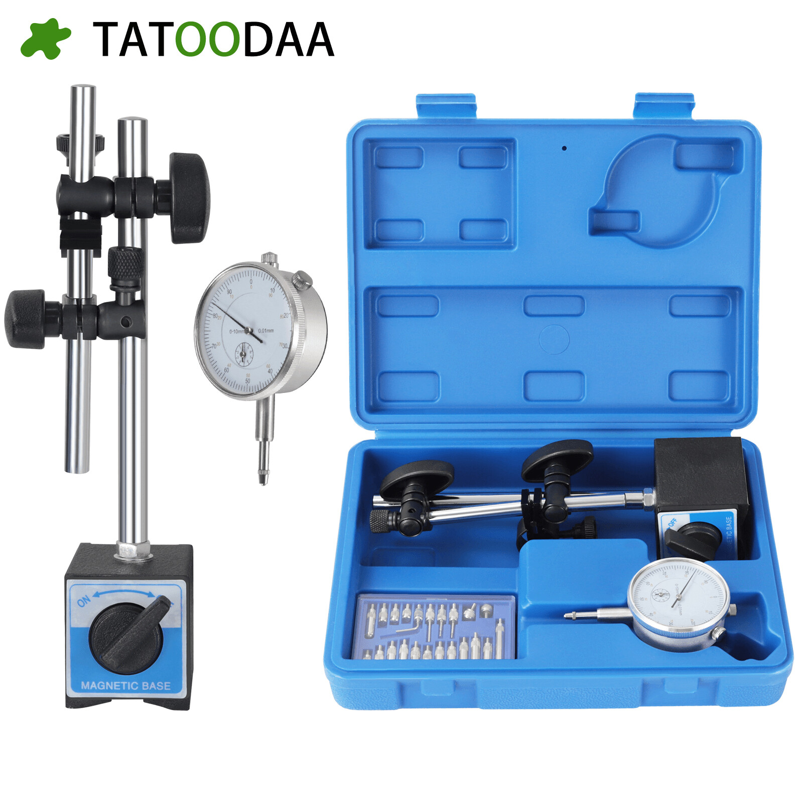 Dial Indicator with Magnetic Base 0.001"Precision Gauge Test Indicator Point Set
