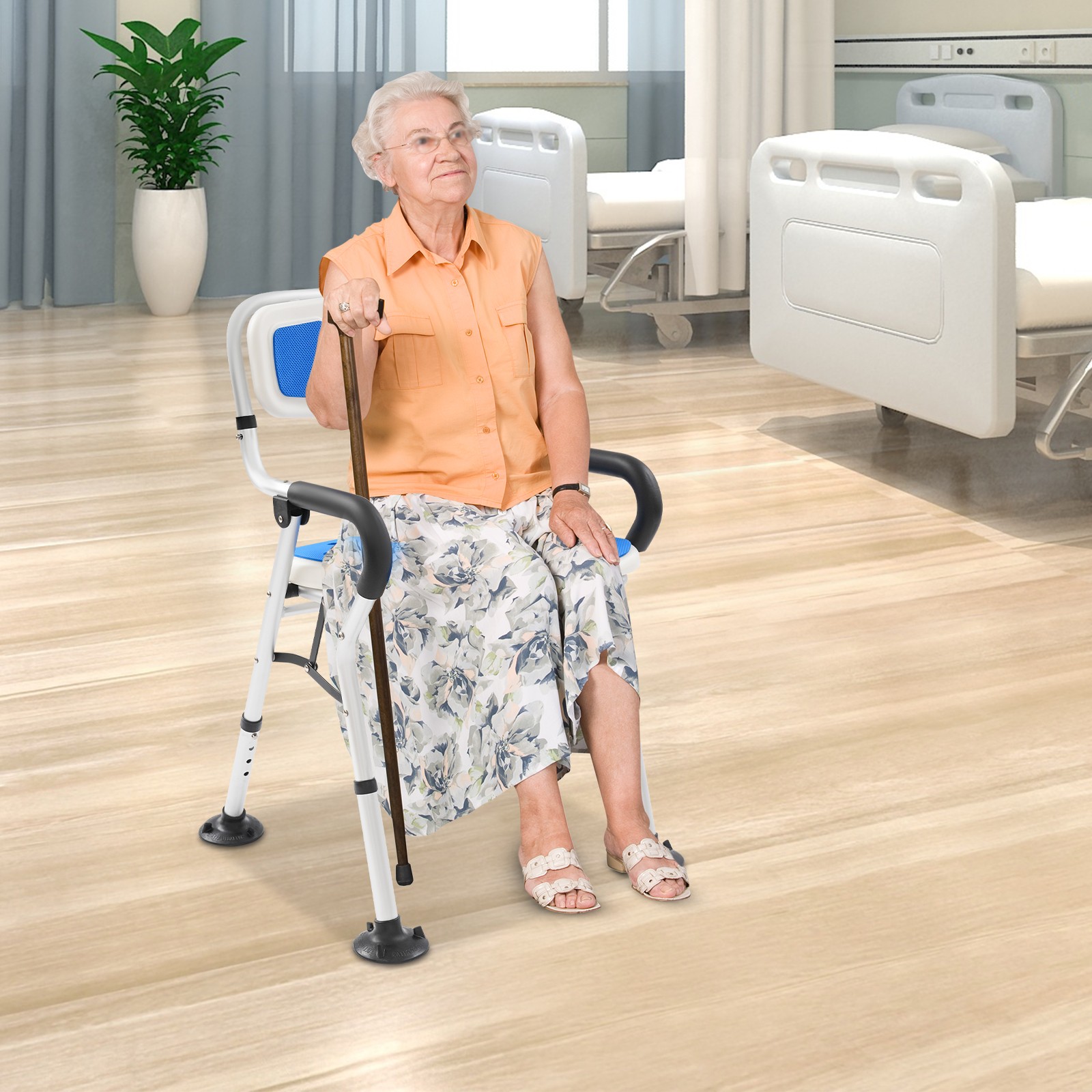 Heavy Duty Shower Chair U-Shape Seat Foldable Shower Chair for Private Washing