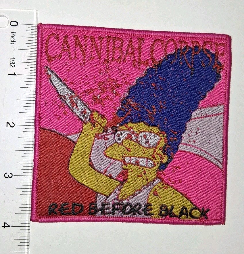 Cannibal Corpse Red Before Black The SIMPSONS Parody Pink Border Woven Patch