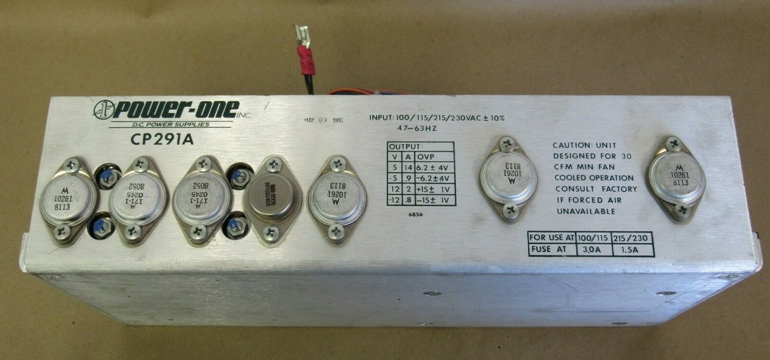 POWER-ONE DC POWER SUPPLY CP291A, ITEM A