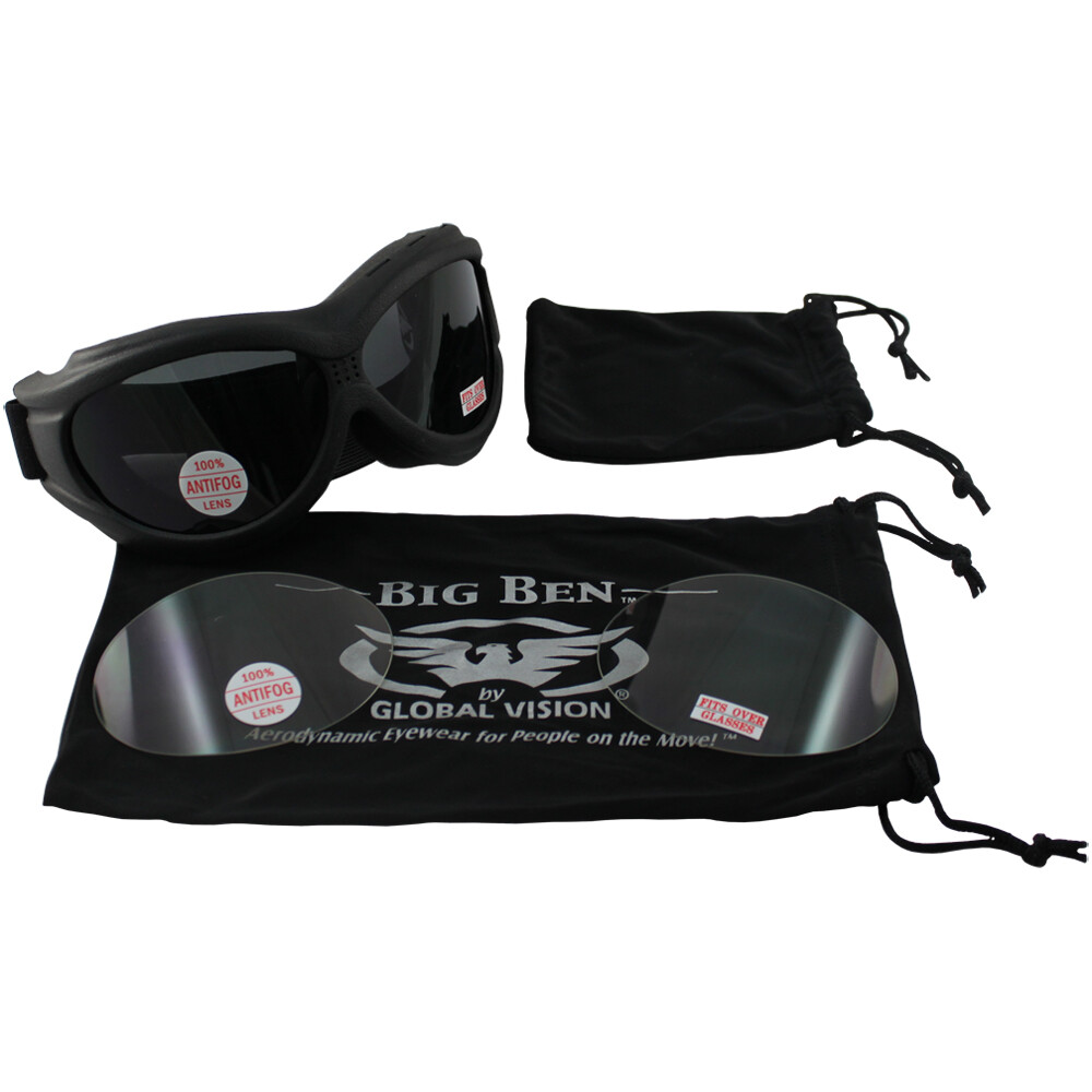 Fit Over Motorcycle Goggles Foam Padded Shatterproof Anti Fog by Global Vision