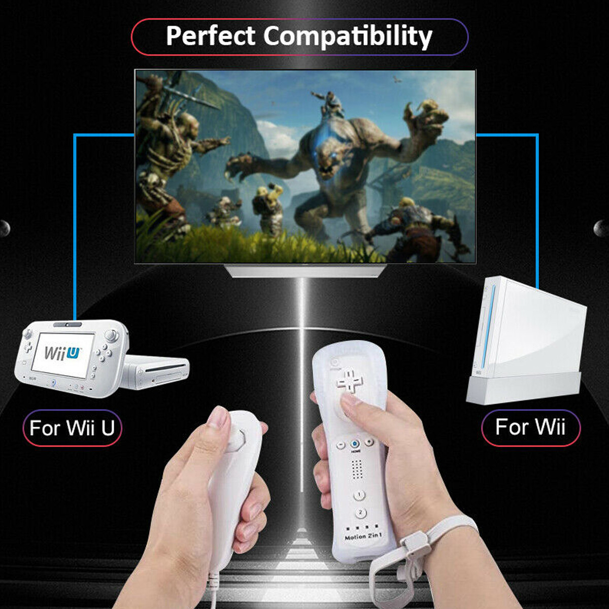 Wii Remote Controllers Compatible for wii and Wii U with Built in Motion Plus