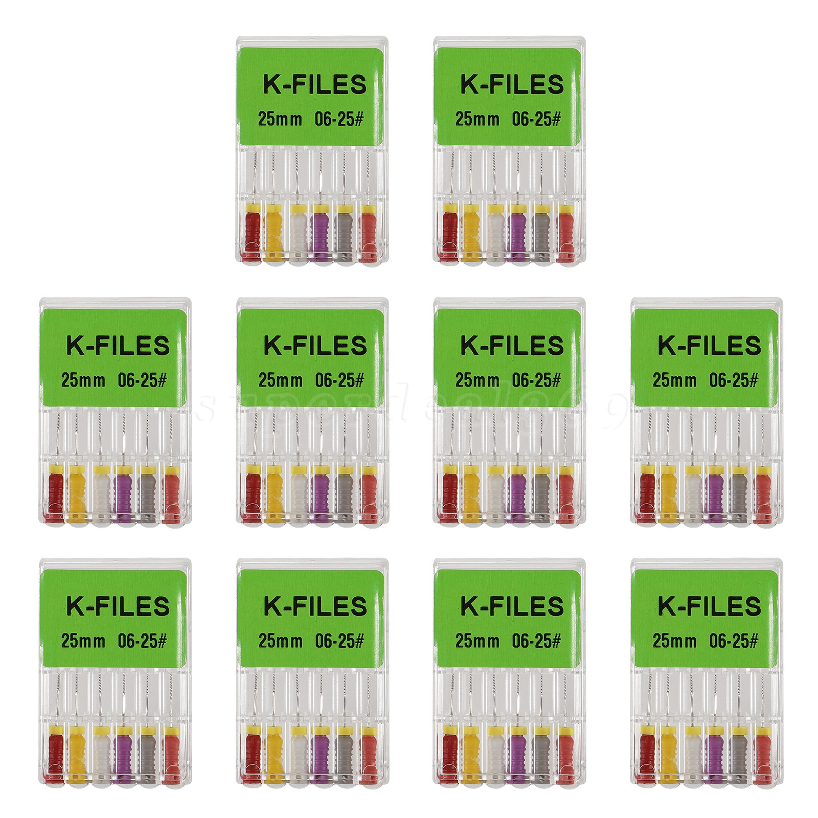60Pcs/10pk Dental Endodontic Endo Root Canal K-File File 25mm Assorted Hand Use