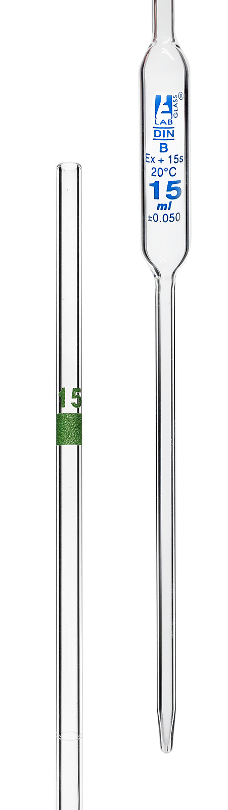 Pipette, Bulb Form, 15ml - Class B - Bulb Form, Borosilicate Glass - Eisco Labs