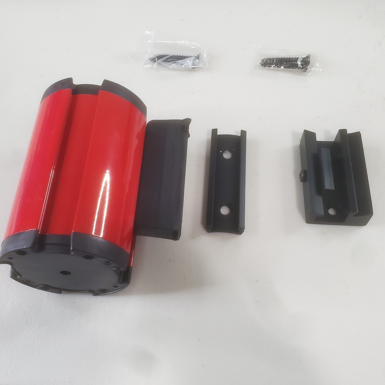 New Fixed Wall Mount Retractable Belt Barrier 10 Foot Red Belt DANGER LIVE TRACK