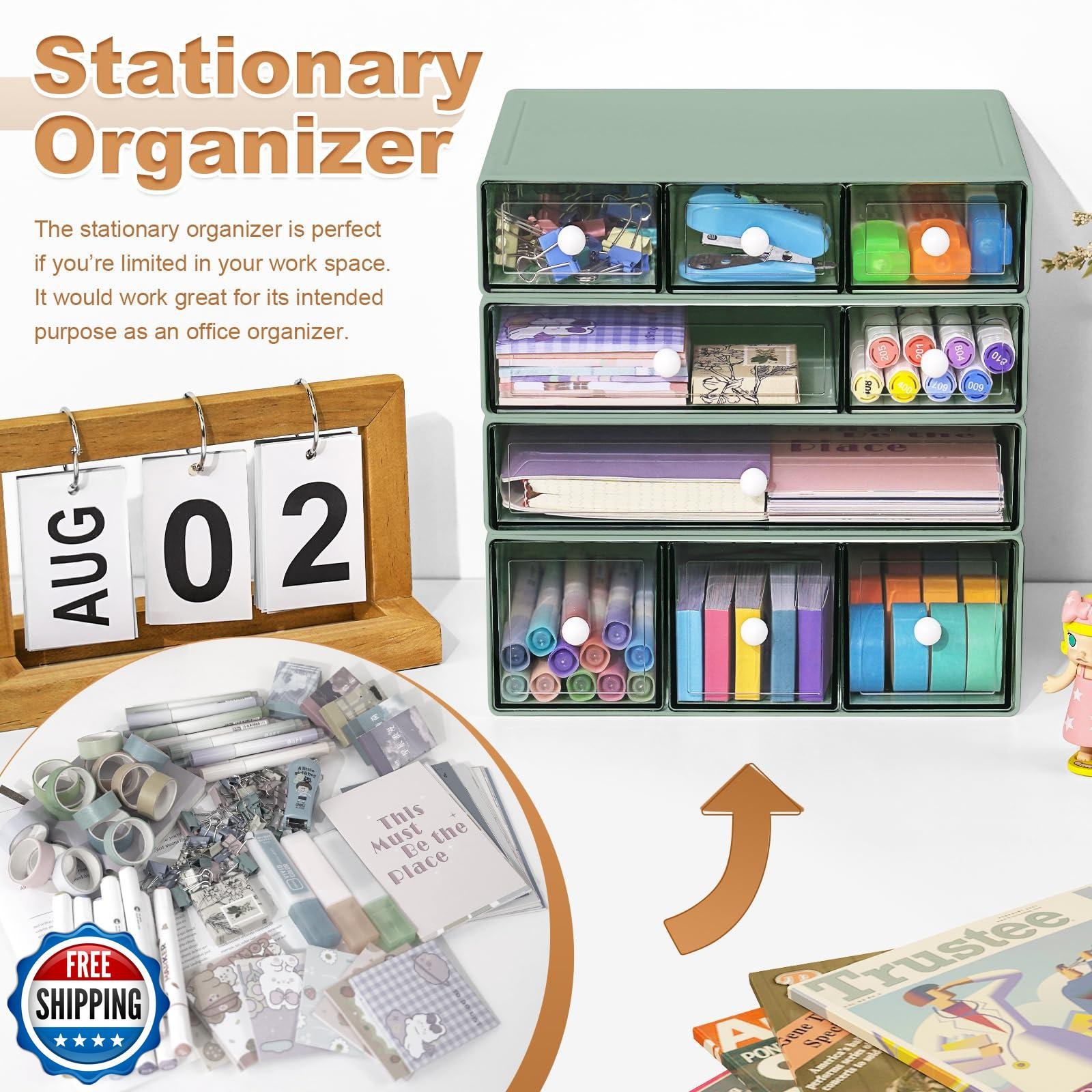 MYKASEN Desk Organizer with 9 Drawers, 4 Tier Plastic Stackable Storage Drawe