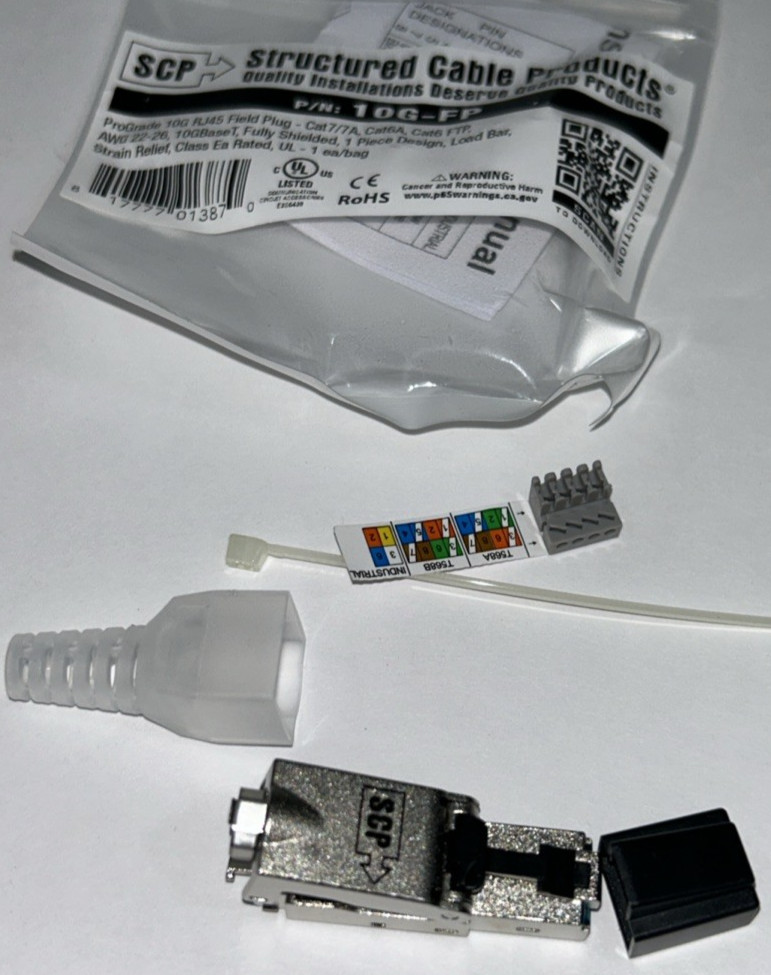 SCP PROGRADE 10G RJ45 FIELD PLUG- CAT6A, CAT7/7A, CAT6 FTP AWG 22-26 10GBase