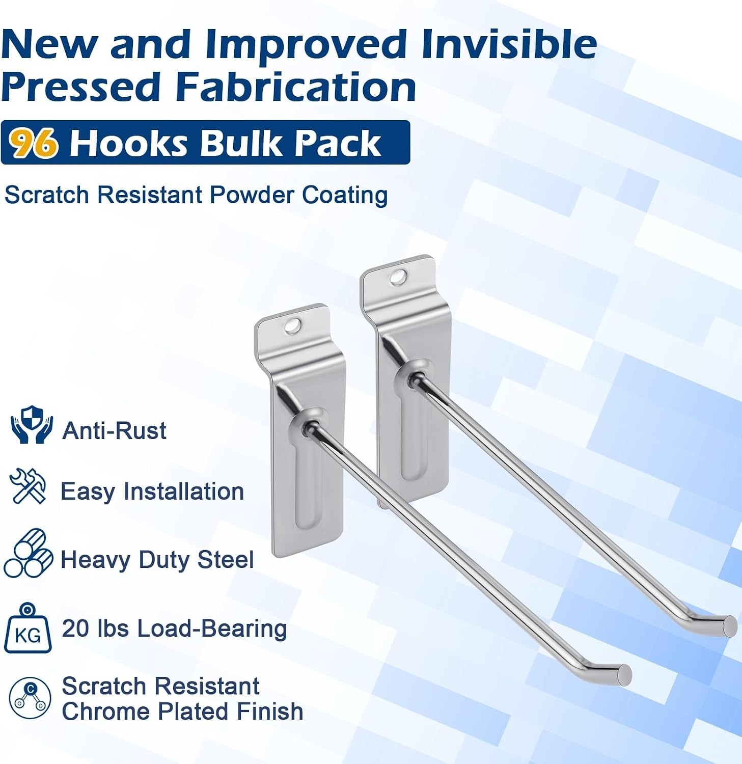 96-Pack 8" Slatwall Panel Hooks, Silver